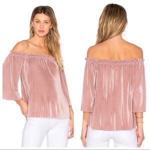 J.O.A Off Shoulder Top in Blush Pink Ribbed